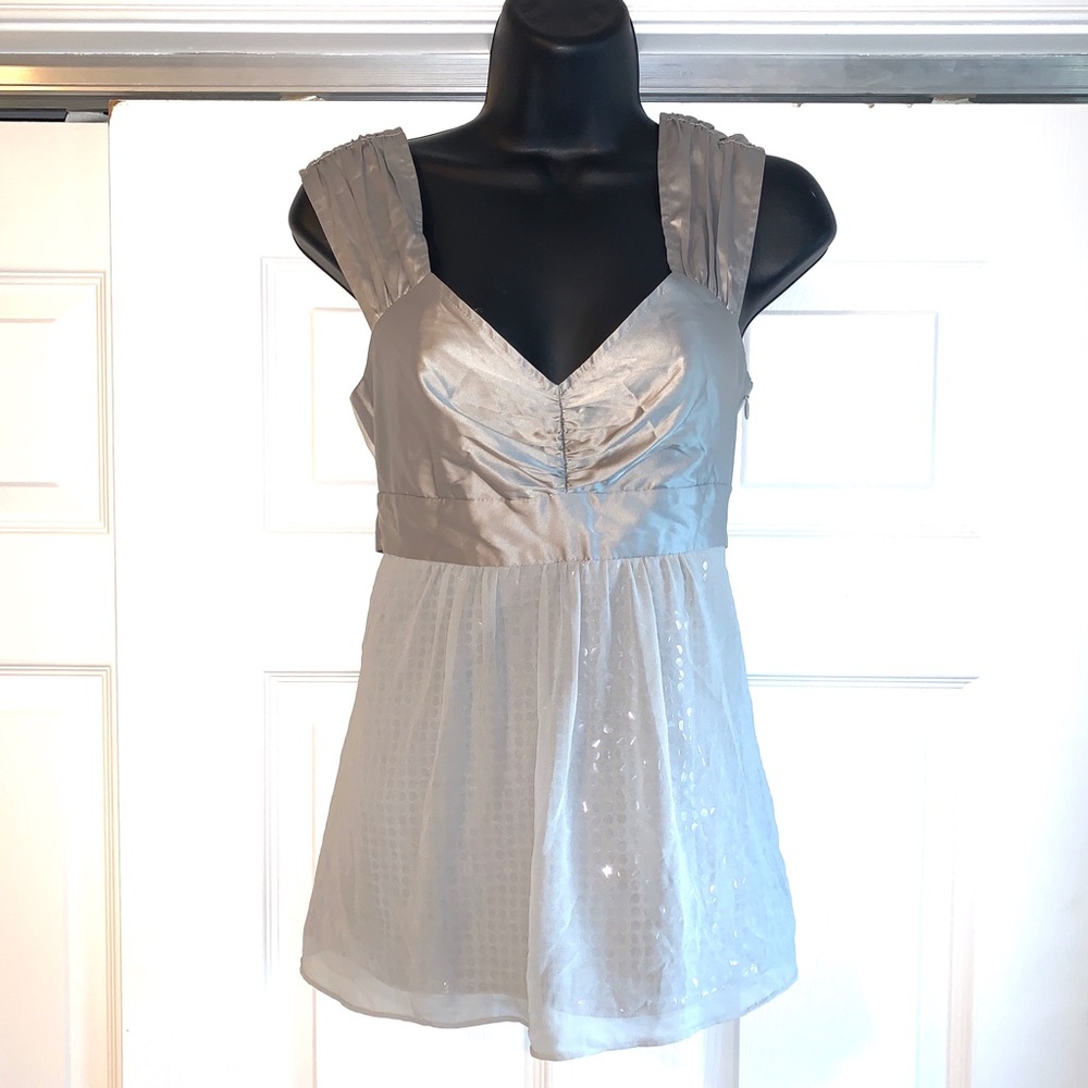EXPRESS Silver sparkly babydoll sleeveless top S
